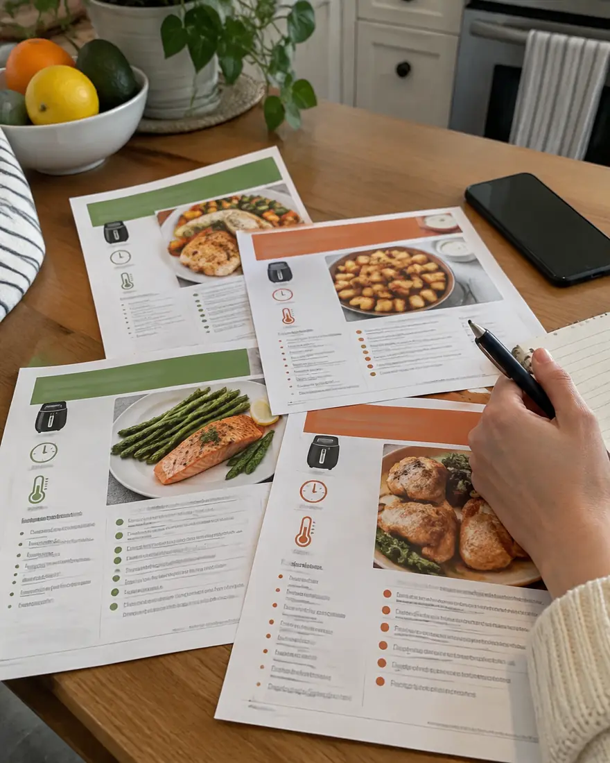 Guide de recettes consulté et imprimé dans la cuisine